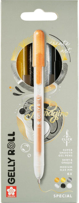 Sakura Gelly Roll - Gelpen met klikfunctie - Set van 6 assorti kleuren