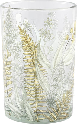 PTMD Linna Clear glazen theelicht natuur print rond L