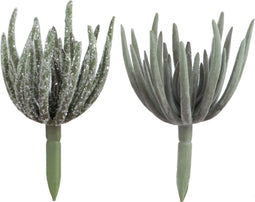 J-Line kunstplant Echeveria - kunststof - groen - medium - 2 stuks