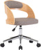 vidaXL - Eetkamerstoel - draaibaar - gebogen - hout - en - stof - taupe