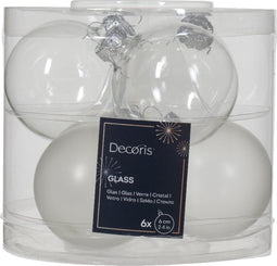 Kerstbal glas d6 cm zilver 6st kerst