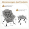 Coast Fauteuil met Armleuningen - Vrijetijdsstoel met Poef - 80 x 74 x 97 cm - Grijs