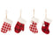 J-Line Hanger Want/Kerstsok Textiel Geruit Rood/Wit Assortiment Van 4