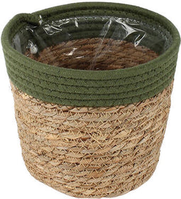 Goed & Groen - Mand Saga stro (groen) - ↨ 17cm - Potmaat 19 - Exclusieve Kwaliteit Bloempotten - Bloem Pot - Bloempotten - Sfeer - Interieur