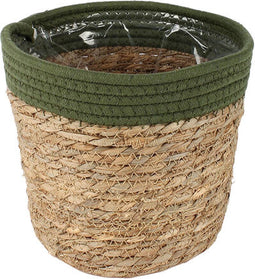 Goed & Groen - Mand Saga stro (groen) - ↨ 19cm - Potmaat 21.5 - Exclusieve Kwaliteit Bloempotten - Bloem Pot - Bloempotten - Sfeer - Interieur