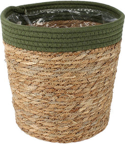 Goed & Groen - Mand Saga stro (groen) - ↨ 24cm - Potmaat 25 - Exclusieve Kwaliteit Bloempotten - Bloem Pot - Bloempotten - Sfeer - Interieur