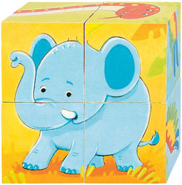 Goki Houten Blokpuzzel Wilde Dieren, 4st.