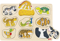 Goki Houten Dieren Noppenpuzzel, 9st.
