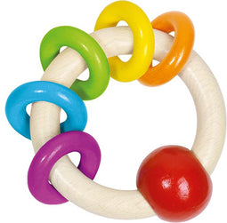 Goki Houten Grijpring met 5 Regenboog Ringen