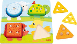 Goki Houten Kleuren en Vormen Sorteerbord Dieren, 12st.