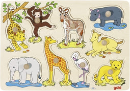 Goki Houten Noppenpuzzel Wilde Dieren, 9dlg.