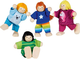 Goki Houten Poppenhuis Poppen Flexibel Kinderen, 4st.