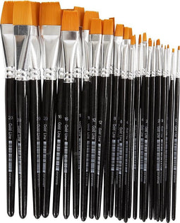Gold Line Penselen, Plat, 0+2+4+8+12+16+20, B: 2-24 mm, 30 Stuk