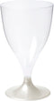 Goldplast Glas - wijnglas - onbreekbaar - met losse voet - reusable - pS - 200ml - transparant/Wit - 6 stuks