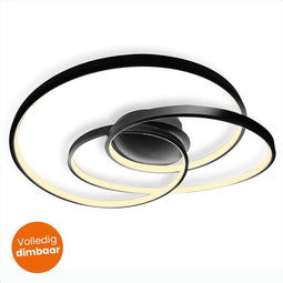Goliving Spiraal Plafondlamp - Spiraal Lamp - Dimbaar - Plafonnière - Woonkamer - Slaapkamer - LED Ringen - 35w - Ø 63 cm - Zwart