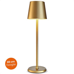 Goliving Tafellamp Oplaadbaar – Draadloos en dimbaar – Moderne touch lamp – Nachtlamp Slaapkamer – 38 cm – Goud