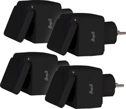 Gologi Slimme stekker buiten 4 stuks – Smart plug – IP44 – Tijdschakelaar & Energiemeter – WIFI – Google Home & Amazon Alexa – Zwart