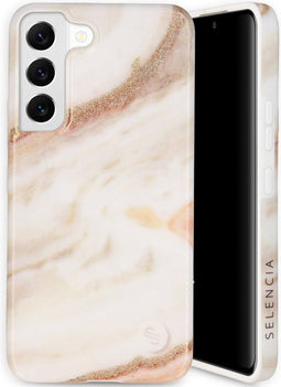 Selencia Aurora Fashion Backcover geschikt voor de Samsung Galaxy S22 - Duurzaam hoesje - 100% gerecycled - Wit Marmer