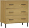 vidaXL - Dressoir - met - 3 - lades - OSLO - 77x40x79,5 - cm - grenenhout - bruin