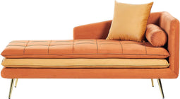 GONESSE - Chaise longue - Oranje - Rechtszijdig - Fluweel