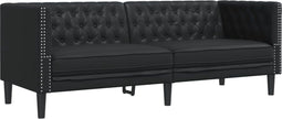 vidaXL - Driezitsbank - Chesterfield-stijl - kunstleer - zwart