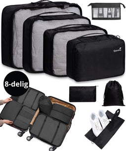 Gooala Packing Cubes Set - 8-delige Koffer Organizer Set - Compression cube - Koffer Organizer voor Backpack - Inclusief Toilettas