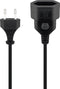 Goobay extension cable Euro plug, 2 m, black - Euro plug (Type C, CEE 7/16)> Euro coupling
