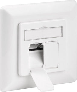 Goobay Netwerk wandcontact inbouwdoos - 2x RJ45 / CAT6 - wit