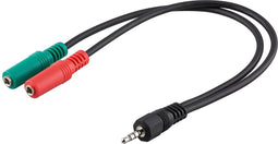 Goobay PC Headset Adapter, 1x 3,5 mm AUX 4-pin naar 2x 3,5 mm AUX 3-pin