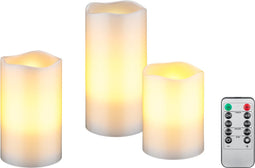 Goobay set of 3 LED real wax candles, white - with timer function and remote control, dimmable, batt