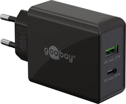 Goobay thuislader met 1x USB-C PD en 1x USB-A - 30W / zwart