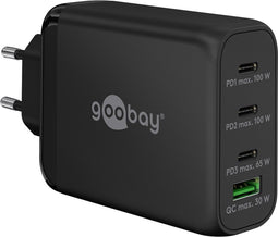 Goobay thuislader met 3x USB-C PD en 1x USB-A QC - GaN - 100W / zwart