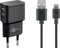 Goobay USB-A thuislader met 2 poorten en losse USB-C kabel - 2,4A / zwart - 1 meter