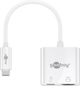Goobay USB-C naar HDMI 4K 60Hz en USB-C PD 60W adapter / wit - 0,15 meter