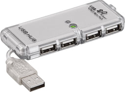 Goobay USB hub met 4 poorten - USB2.0 - busgevoed / zilver - 0,05 meter