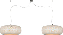 GOOD&MOJO Hanglamp Palawan - Bamboe Wit - 180x60x25cm - 2L - Scandinavisch,Bohemian - Hanglampen Eetkamer, Slaapkamer, Woonkamer