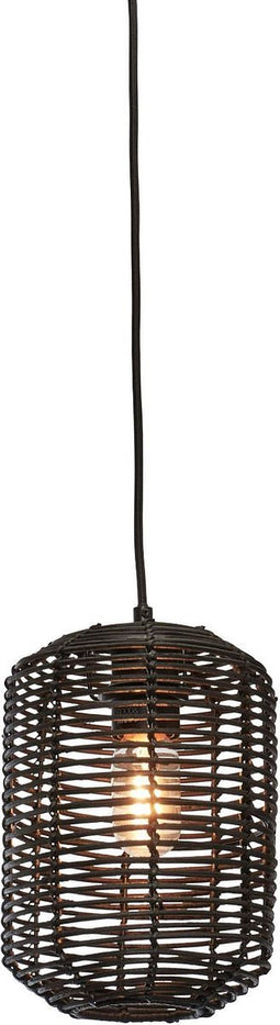 GOOD&MOJO Hanglamp Tanami - Rotan Zwart - Ø18x25cm - Modern - Hanglampen Eetkamer, Slaapkamer, Woonkamer