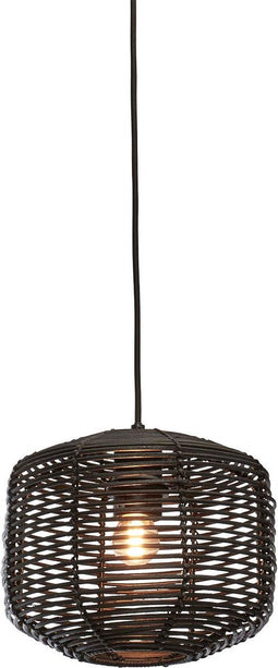 GOOD&MOJO Hanglamp Tanami - Rotan Zwart - Ø25cm - Modern - Hanglampen Eetkamer, Slaapkamer, Woonkamer
