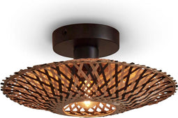 GOOD&MOJO Plafonniere Kalimantan - Bamboe/Zwart - Ø30cm - Modern