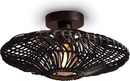 GOOD&MOJO Plafonniere Zanzibar - Rotan Zwart - Ø40cm - Modern