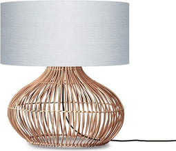 GOOD&MOJO Tafellamp Kalahari - Lichtgrijs/Rotan - Ø47cm - Modern