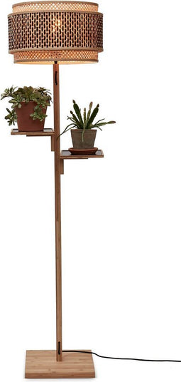 GOOD&MOJO Vloerlamp Bhutan - Bamboe/Zwart - Ø40x160cm - - Staande lampen voor Woonkamer - Slaapkamer