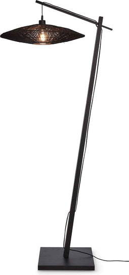 GOOD&MOJO Vloerlamp Iguazu - Bamboe/Jute Zwart - 78x55x176cm - - Staande lampen voor Woonkamer - Slaapkamer