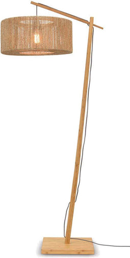 GOOD&MOJO Vloerlamp Iguazu - Bamboe Zwart/Jute - 73x50x176cm - Scandinavisch,Bohemian - Staande lampen voor Woonkamer - Slaapkamer