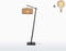GOOD&MOJO Vloerlamp Iguazu - Bamboe Zwart/Jute - 73x50x176cm - Scandinavisch,Bohemian - Staande lampen voor Woonkamer - Slaapkamer
