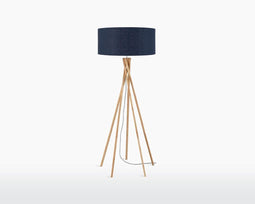 GOOD&MOJO Vloerlamp Kilimanjaro - Blauw/Bamboe - Ø60cm - Scandinavisch,Bohemian - Staande lampen voor Woonkamer - Slaapkamer