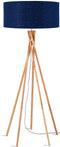 GOOD&MOJO Vloerlamp Kilimanjaro - Blauw/Bamboe - Ø60cm - Scandinavisch,Bohemian - Staande lampen voor Woonkamer - Slaapkamer