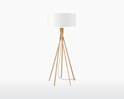 GOOD&MOJO Vloerlamp Kilimanjaro - Wit/Bamboe - Ø60cm - Scandinavisch,Bohemian - Staande lampen voor Woonkamer - Slaapkamer