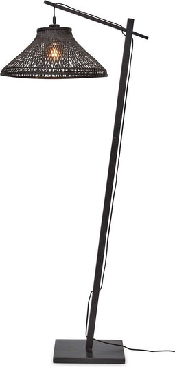GOOD&MOJO Vloerlamp Tahiti - Bamboe Zwart - 65x45x150cm - Modern - Staande lampen voor Woonkamer - Slaapkamer
