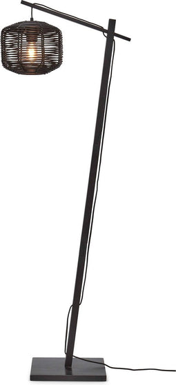 GOOD&MOJO Vloerlamp Tanami - Bamboe/Rotan Zwart - 55x30x150cm - Modern - Staande lampen voor Woonkamer - Slaapkamer
